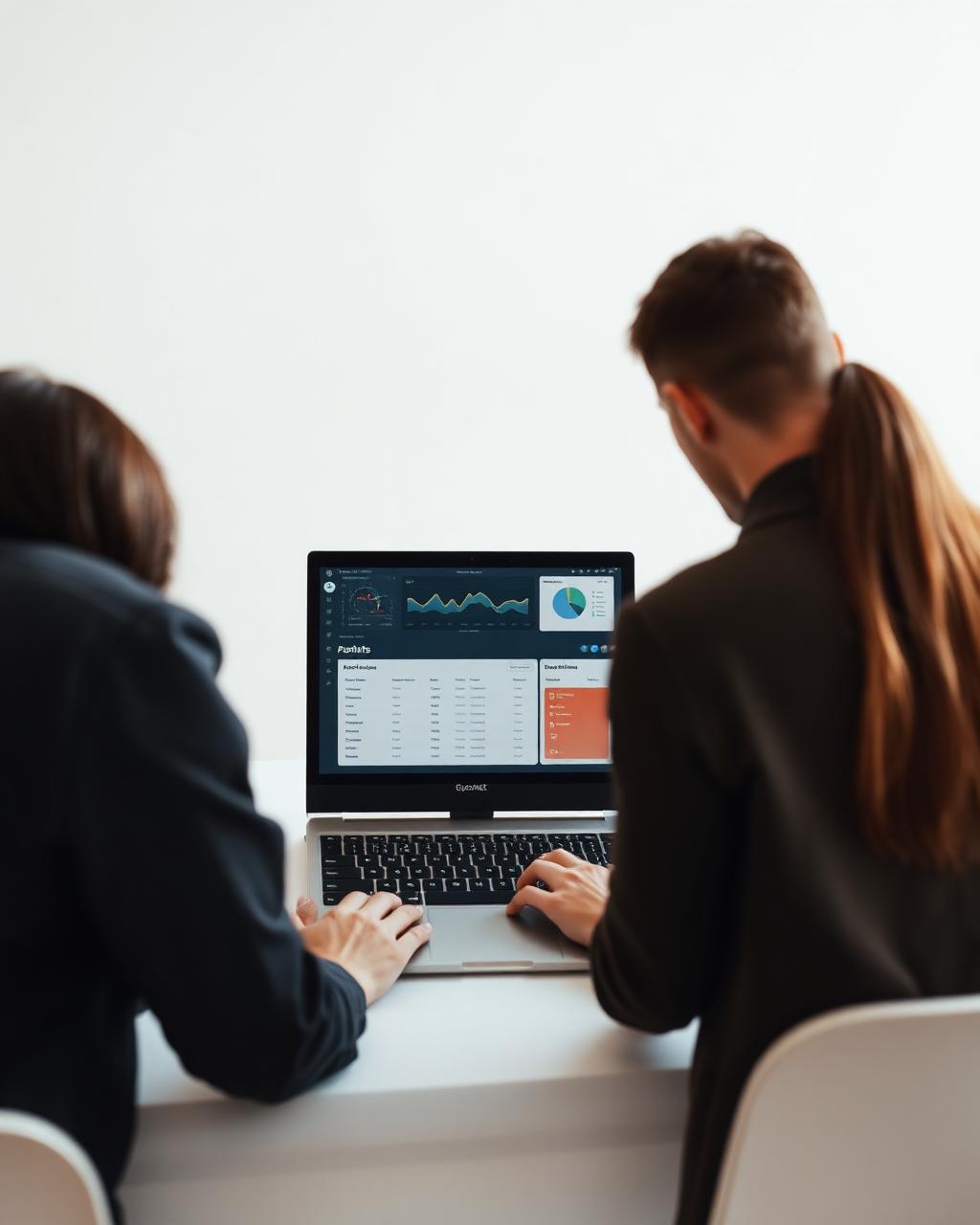 Designers collaborating on a marketing dashboard
